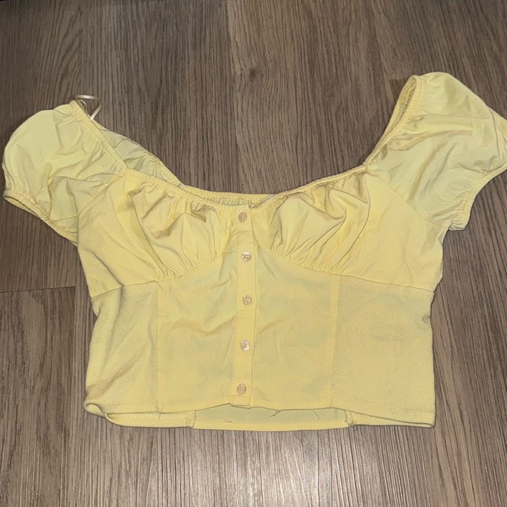 yellow crop top blouse from Garage